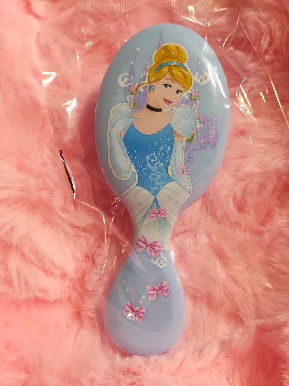 Blue Princess Hair Brush with Pink Bow Accents